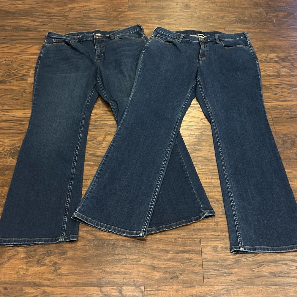 DULUTH WOMENS 2 Pair Daily Denim Bootcut Jeans Blue jeans Classic Size 14